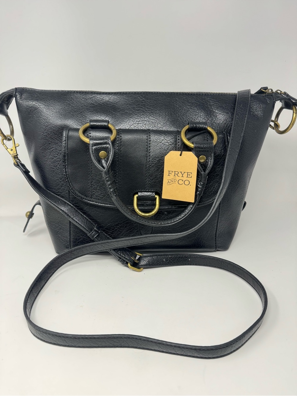 New black Frye And Co Satchel Crossbody Bag